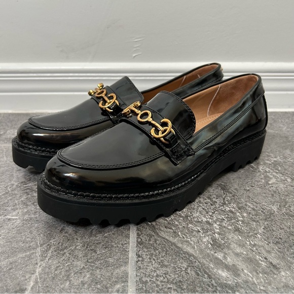 Circus by Sam Edelman Shoes - Sam Edelman Circus Black Patent Chunky Loafer Horse Bit Faux Leather Size 9.5